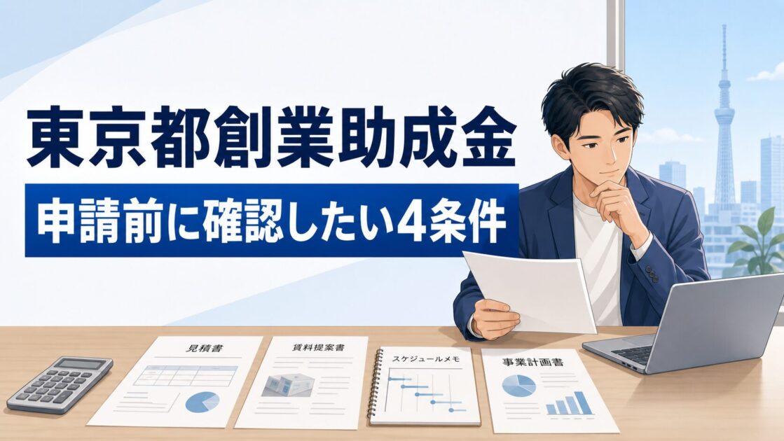 東京都創業助成金の記事テーマを伝える創業者向けアイキャッチ画像