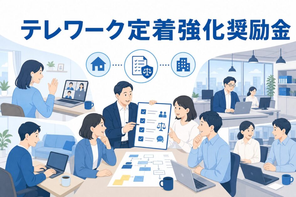 テレワーク定着強化奨励金と社内ルール整備の要点を示すアイキャッチ画像
