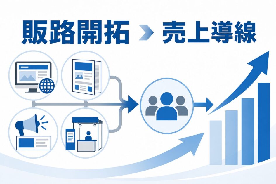 販路開拓から売上導線につながる流れを示すイラスト