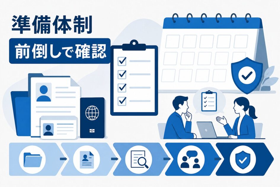 前倒しで準備体制を確認する重要性を示すイラスト